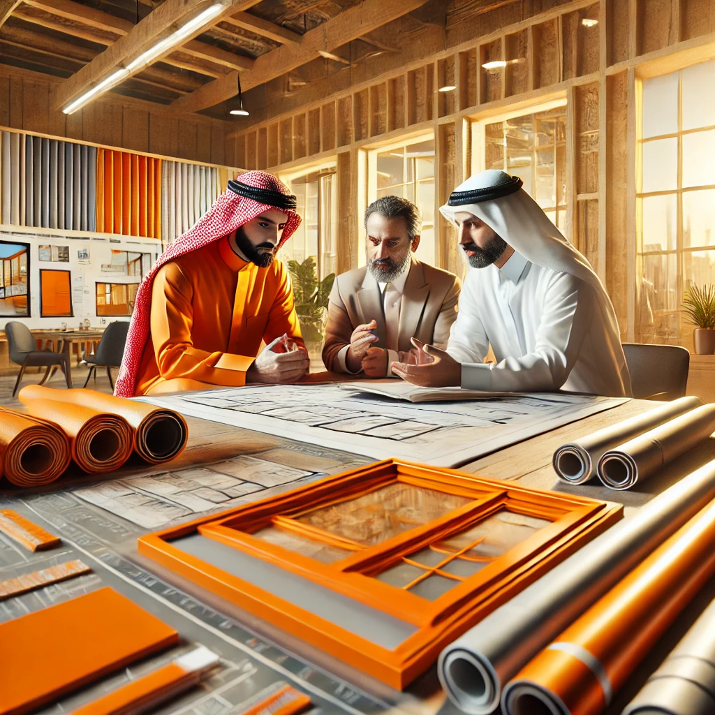 Experienced professionals providing personalized project consulting for orange uPVC materials and design solutions, working closely with a client for Jabal Al Rahmah Trading Company in Qatar.